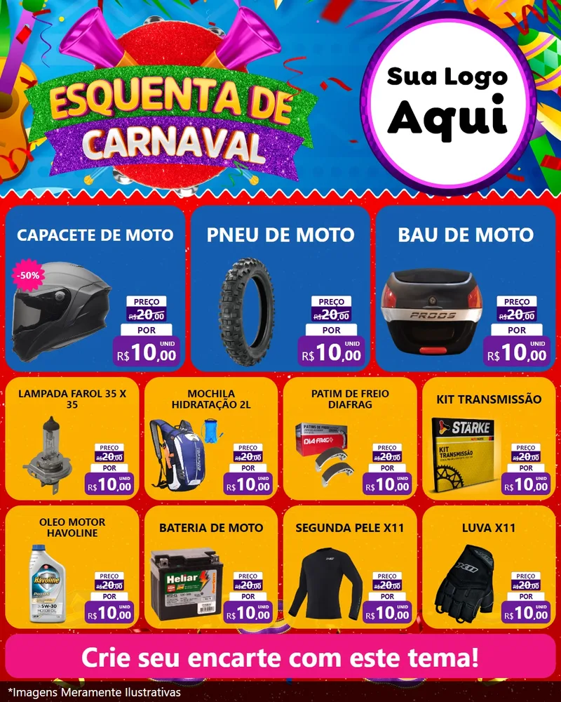 Modelo de Rede Social para Feed Instagram com o tema Esquenta de Carnaval para Moto peças