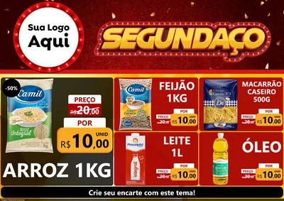 Modelo de Encarte para Encarte A4 Horizontal com o tema Segundaço para Supermercado