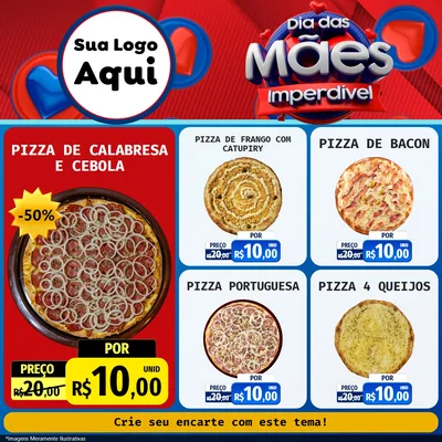 Modelo de Rede Social para Feed Facebook com o tema Dia Das Mães Imperdível para Pizzaria