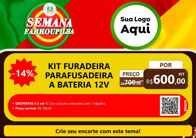 Modelo de Cartaz para Cartaz A4 Horizontal com o tema Semana Farroupilha para Maquinas e Ferramentas