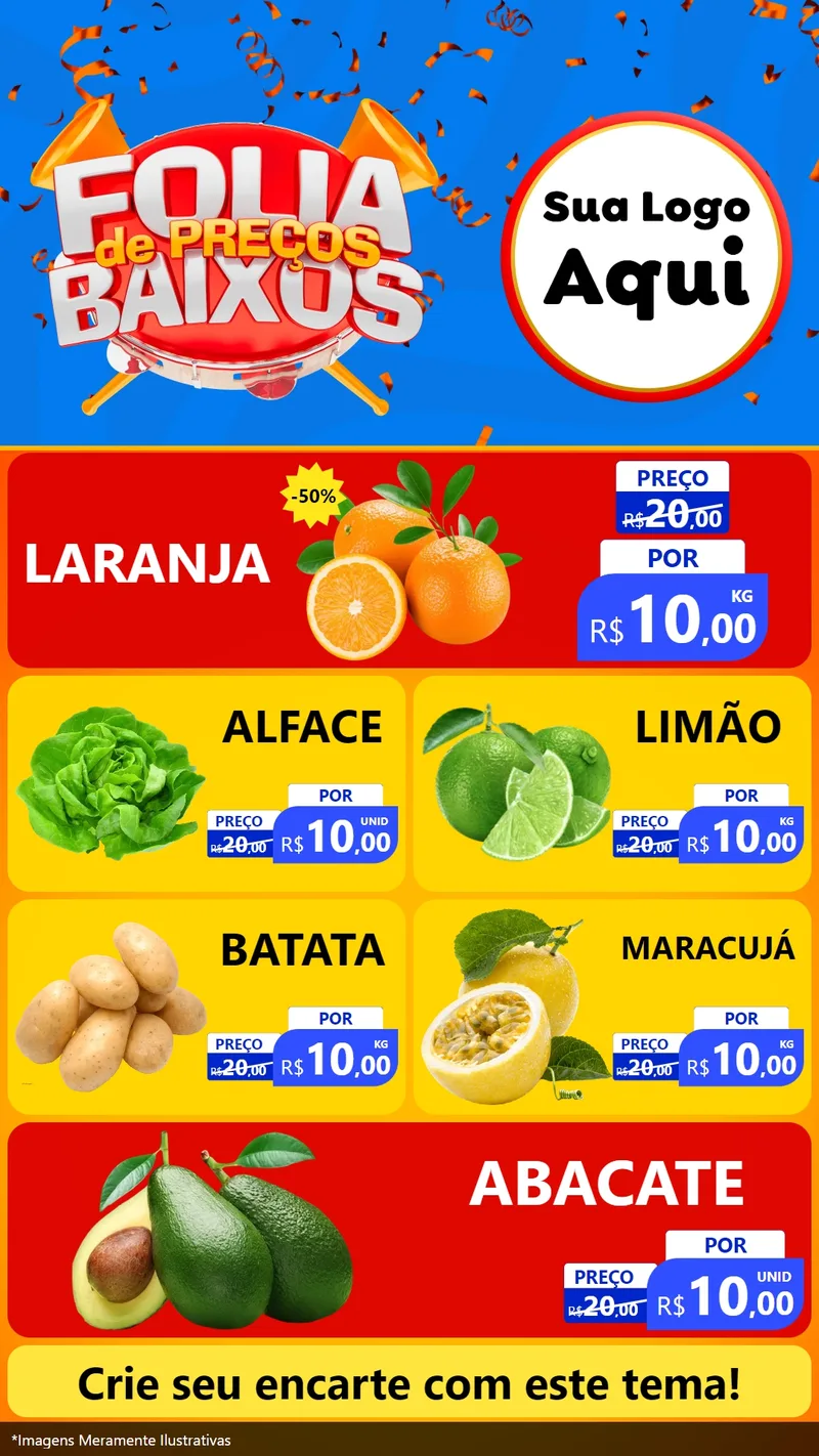 Modelo de TV para TV Vertical com o tema Folia de Preços Baixos para Hortifrúti