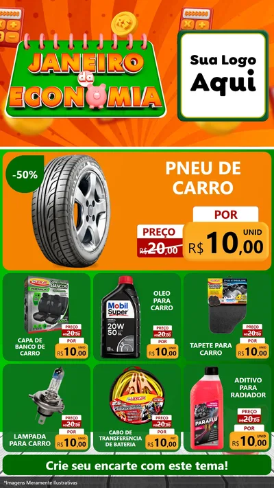 Modelo de Rede Social para Stories com o tema Janeiro da Economia para Auto peças