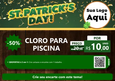 Modelo de Cartaz para Cartaz A4 Horizontal com o tema St Patriks Day para Produtos para Piscina