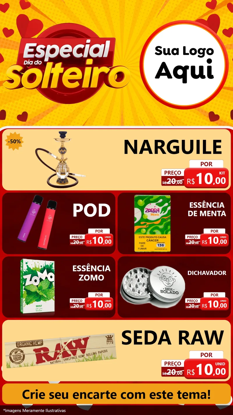 Modelo de TV para TV Vertical com o tema Especial Dia do Solteiro para Tabacaria