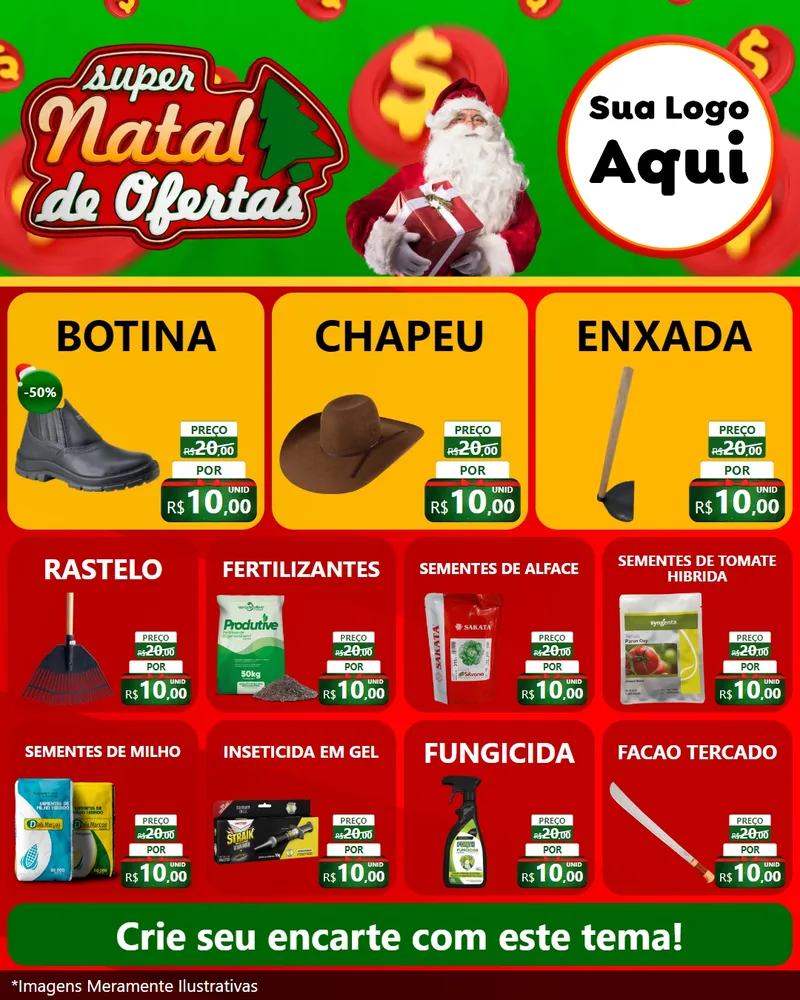 Modelo de Rede Social para Feed Instagram com o tema Super Natal de Ofertas para Agropecuária