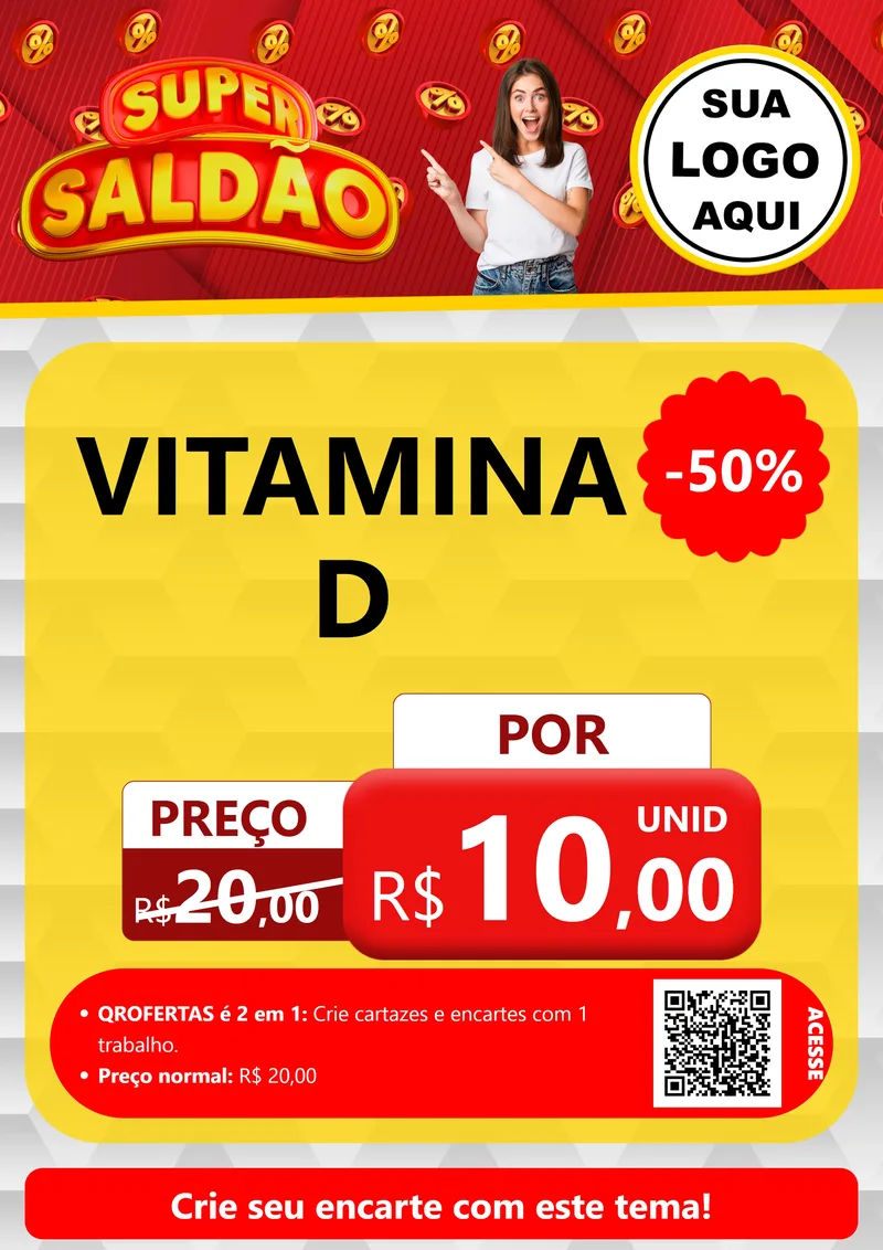 Modelo de Cartaz para Cartaz A4 Vertical com o tema Super Saldão para Farmácia
