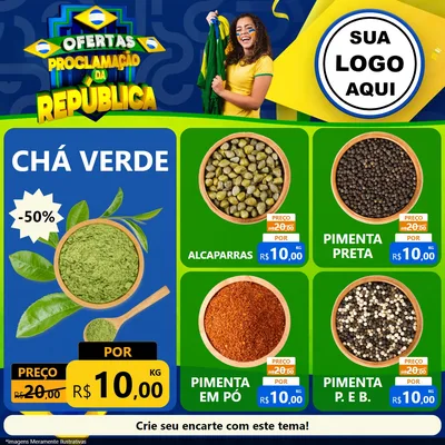 Modelo de Rede Social para Feed Facebook com o tema Ofertas Proclamação da República para Produtos Naturais