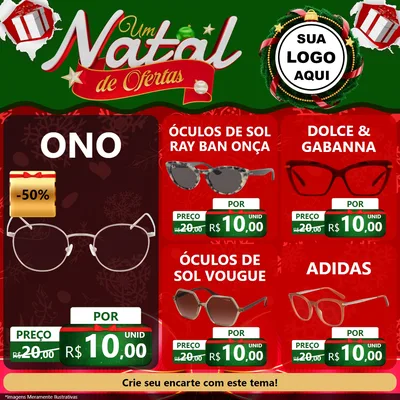 Modelo de Rede Social para Feed Facebook com o tema Um Natal de Ofertas para Óticas