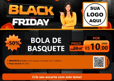 Modelo de Cartaz para Cartaz A4 Horizontal com o tema Black Friday para Artigos Esportivos