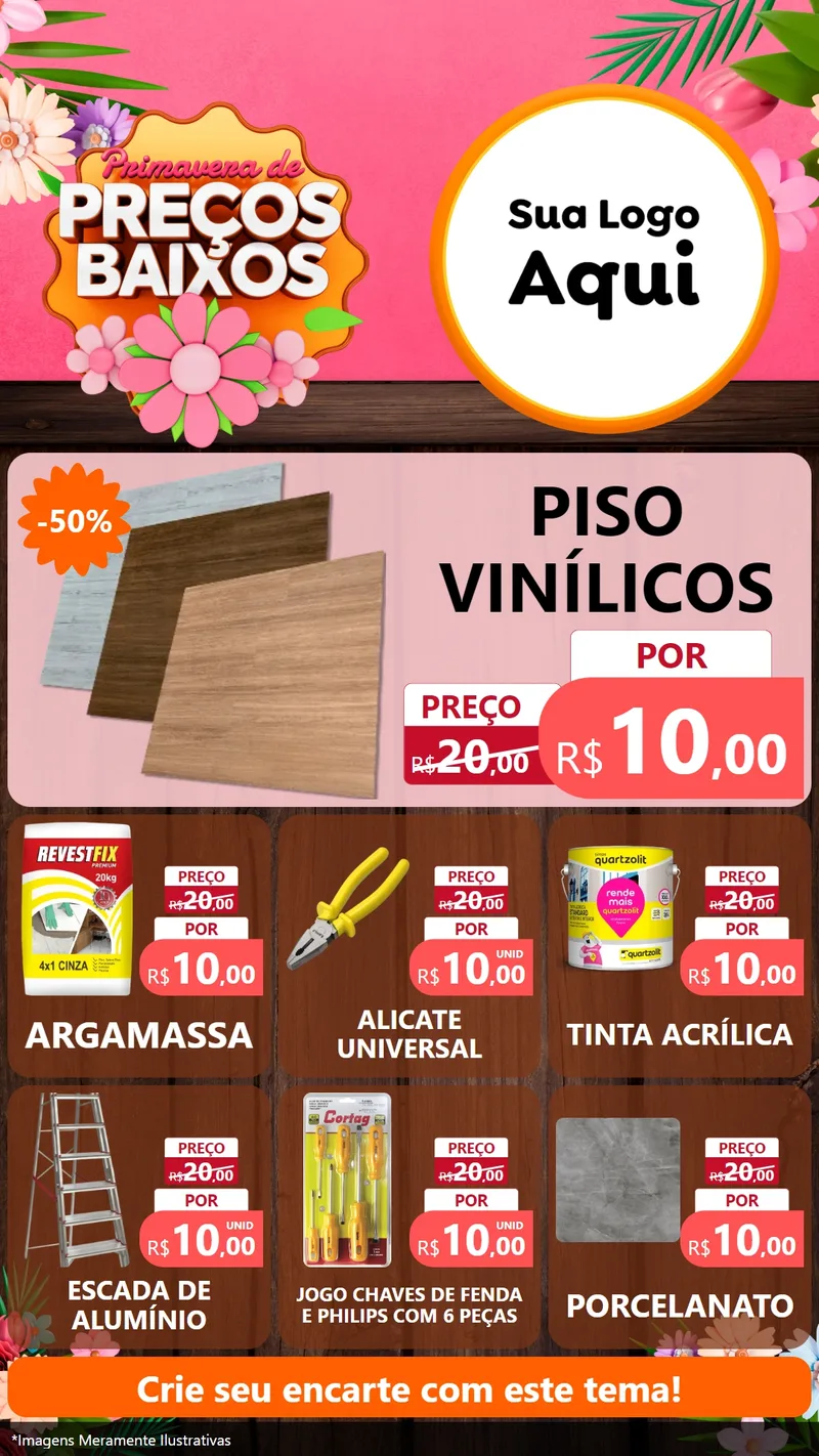 Modelo de Rede Social para Stories com o tema Primavera de Preços Baixos para Material para Construção