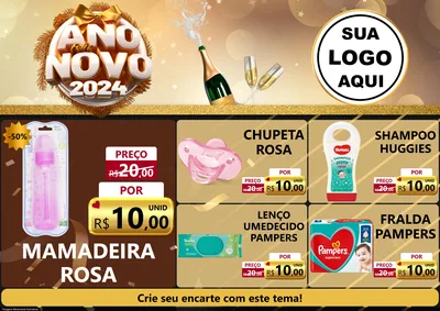 Modelo de Encarte para Encarte A4 Horizontal com o tema Feliz Ano Novo 2027 para Bebês