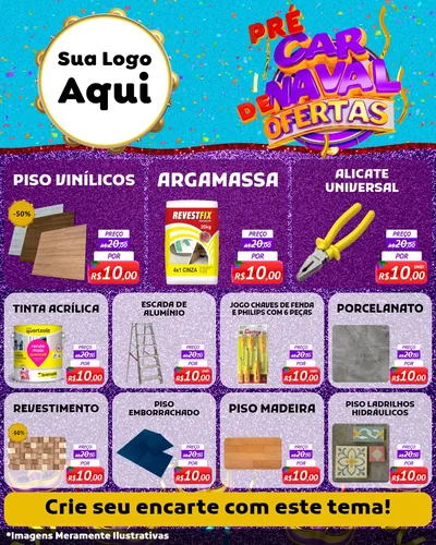 Modelo de Rede Social para Feed Instagram com o tema Pré Carnaval de Ofertas para Material para Construção