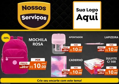 Modelo de Encarte para Encarte A4 Horizontal com o tema Nossos Serviços para Papelaria