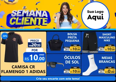 Modelo de Encarte para Encarte A4 Horizontal com o tema Semana do Cliente para Roupas e acessórios