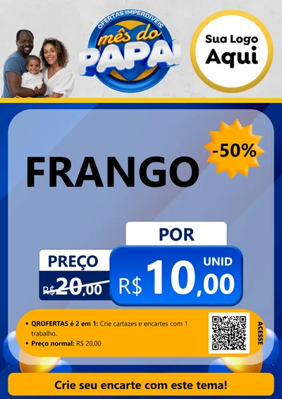 Modelo de Cartaz para Cartaz A4 Vertical com o tema Ofertas Imperdíveis Mês Do Papai para Assados