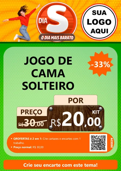 Modelo de Cartaz para Cartaz A4 Vertical com o tema Dia S - O Dia Mais Barato para Cama, Mesa e Banho