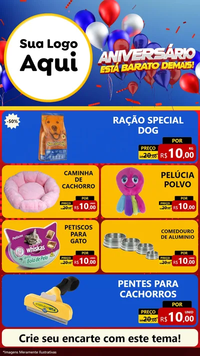 Modelo de TV para TV Vertical com o tema Aniversário para Pet Shop