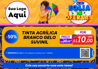 Modelo de Cartaz para Cartaz A4 Horizontal com o tema Folia de Ofertas para Tintas e Ferramentas