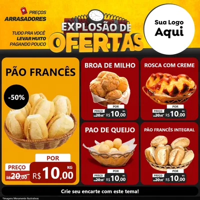 Modelo de Rede Social para Feed Facebook com o tema Explosão de Ofertas para Padaria