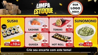 Modelo de TV para TV Horizontal com o tema Operação Limpa Estoque para Comida japonesa