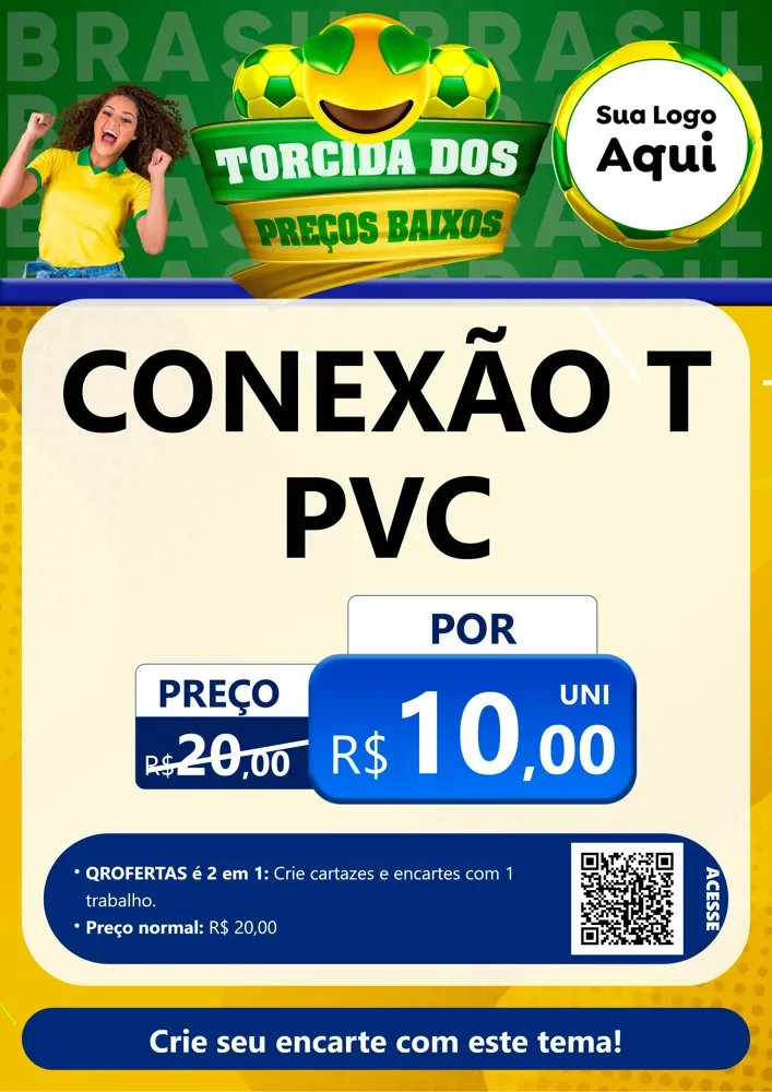 Modelo de Cartaz para Cartaz A4 Vertical com o tema Torcida dos Preços Baixos - Copa para Tubos e conexões