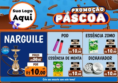 Modelo de Encarte para Encarte A4 Horizontal com o tema Promoção Páscoa para Tabacaria