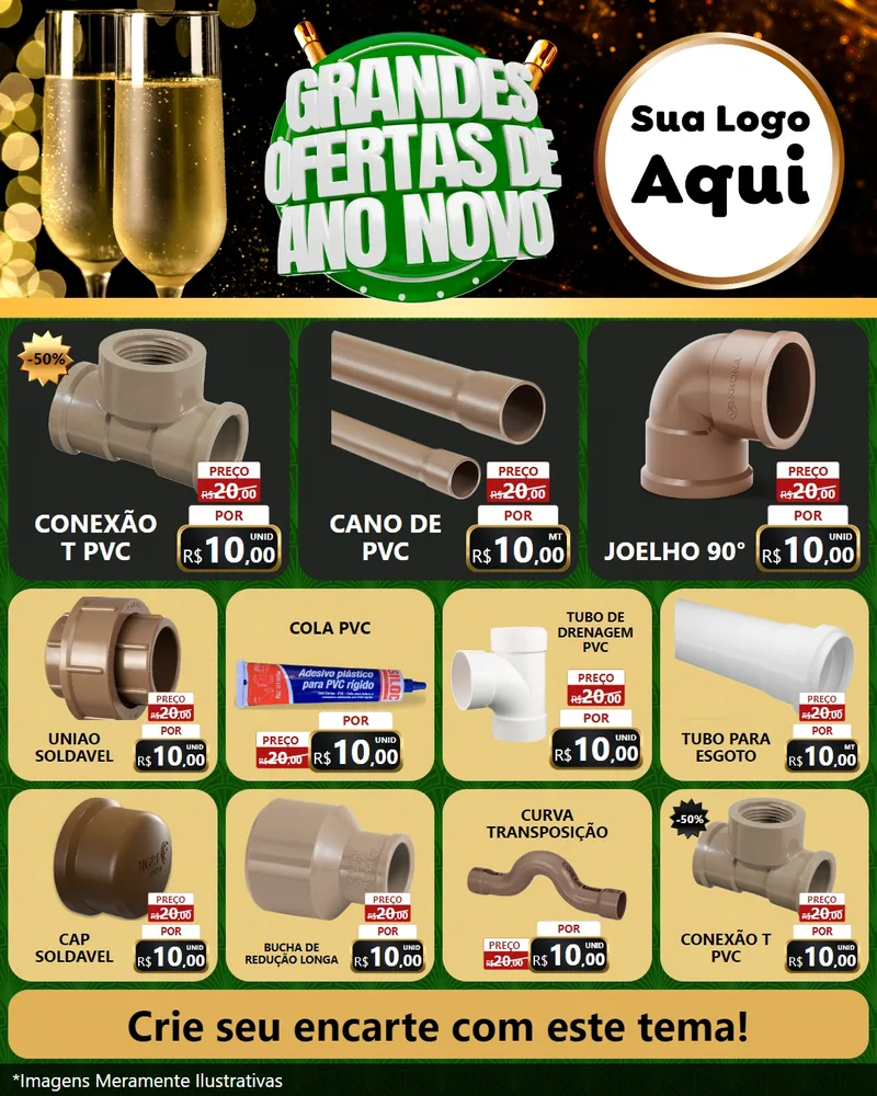 Modelo de Rede Social para Feed Instagram com o tema Grandes Ofertas de Ano Novo para Tubos e conexões