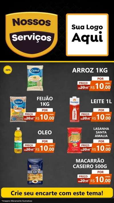 Modelo de TV para TV Vertical com o tema Nossos Serviços para Supermercado