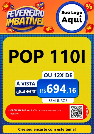 Modelo de Cartaz para Cartaz A4 Vertical com o tema Fevereiro Imbatível para Concessionaria de Motos