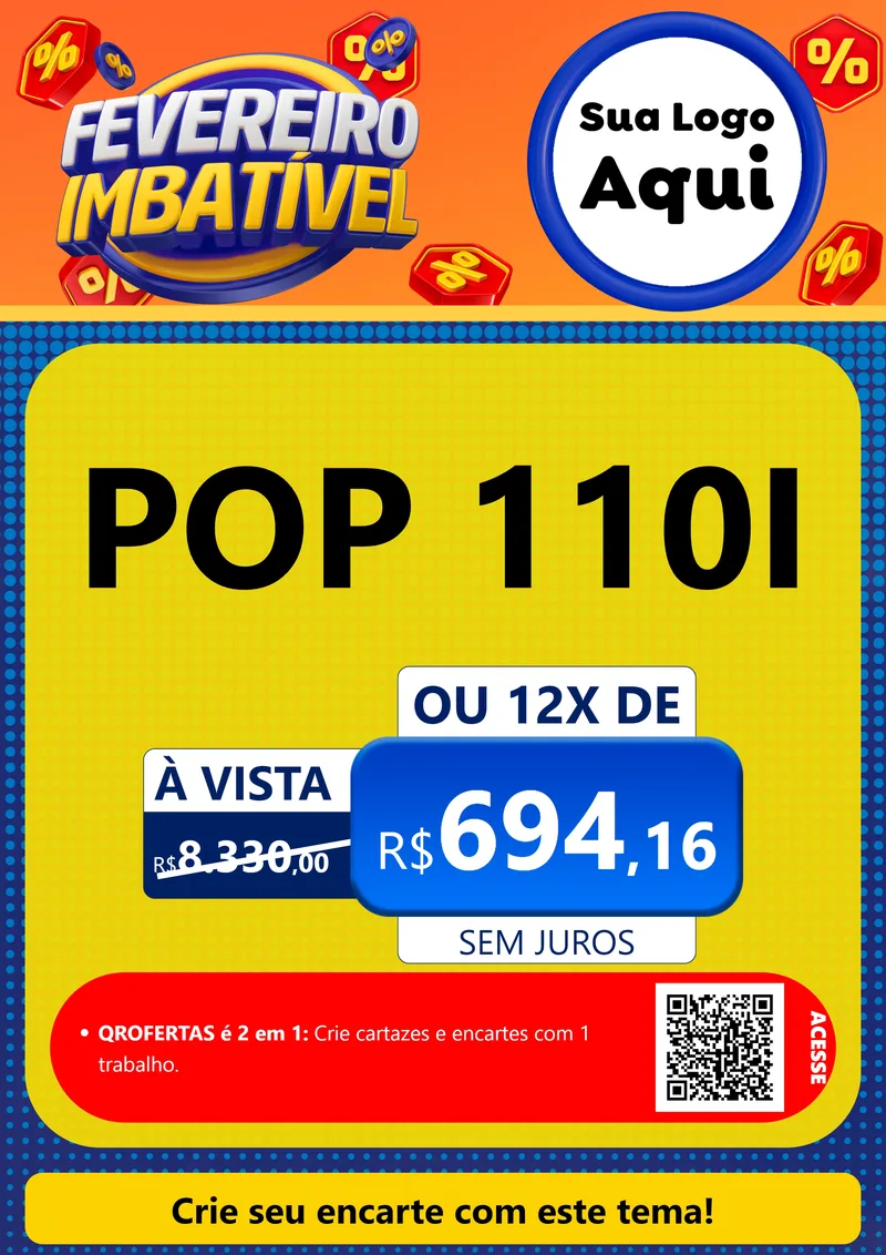 Modelo de Cartaz para Cartaz A4 Vertical com o tema Fevereiro Imbatível para Concessionaria de Motos