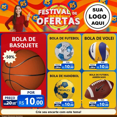 Modelo de Rede Social para Feed Facebook com o tema Festival de Ofertas para Artigos Esportivos