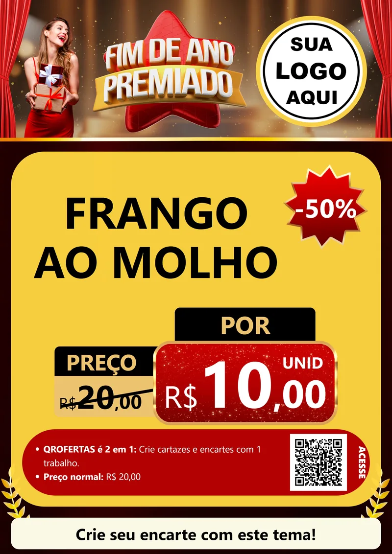 Modelo de Cartaz para Cartaz A4 Vertical com o tema Fim de Ano Premiado para Restaurante
