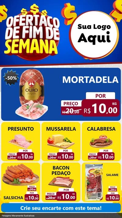 Modelo de Rede Social para Stories com o tema Ofertaço de Fim de Semana para Frios e Laticínios