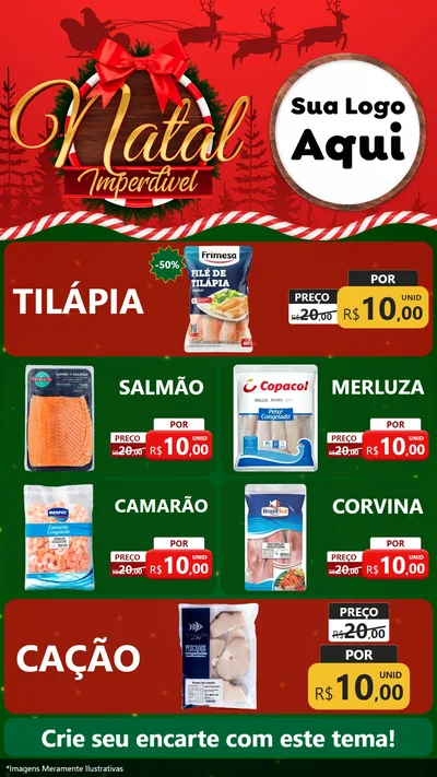Modelo de TV para TV Vertical com o tema Natal Imperdível para Peixaria