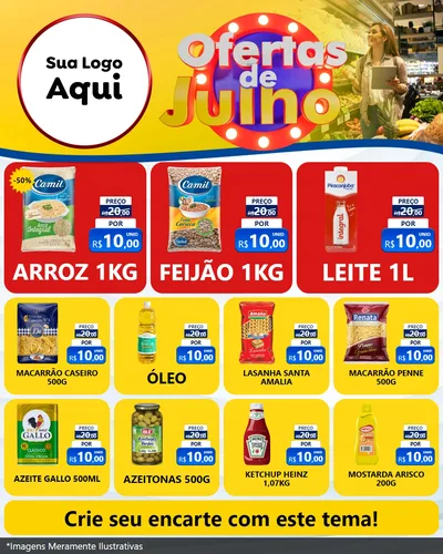 Modelo de Rede Social para Feed Instagram com o tema Ofertas de Julho para Supermercado