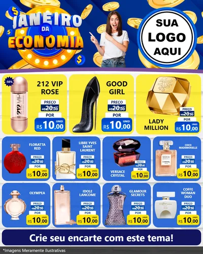 Modelo de Rede Social para Feed Instagram com o tema Janeiro da Economia para Perfumes