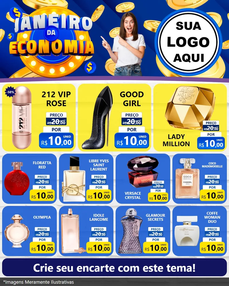 Modelo de Rede Social para Feed Instagram com o tema Janeiro da Economia para Perfumes