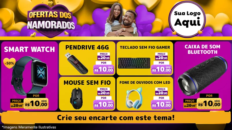 Modelo de TV para TV Horizontal com o tema Oferta Dos Namorados para Informática