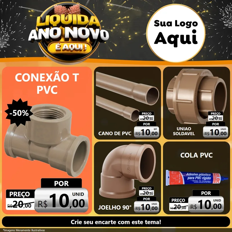Modelo de Rede Social para Feed Facebook com o tema Liquida Ano Novo É Aqui! para Tubos e conexões
