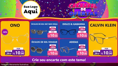 Modelo de TV para TV Horizontal com o tema Carnaval de Ofertas para Óticas