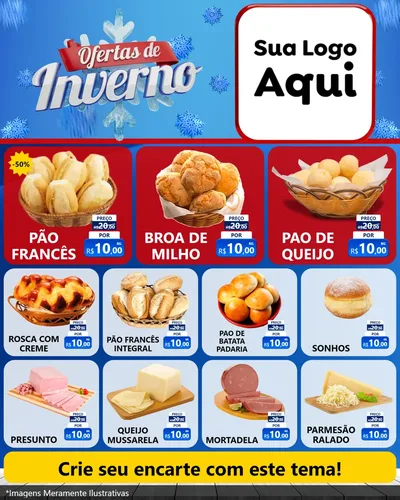 Modelo de Rede Social para Feed Instagram com o tema Ofertas de Inverno para Padaria