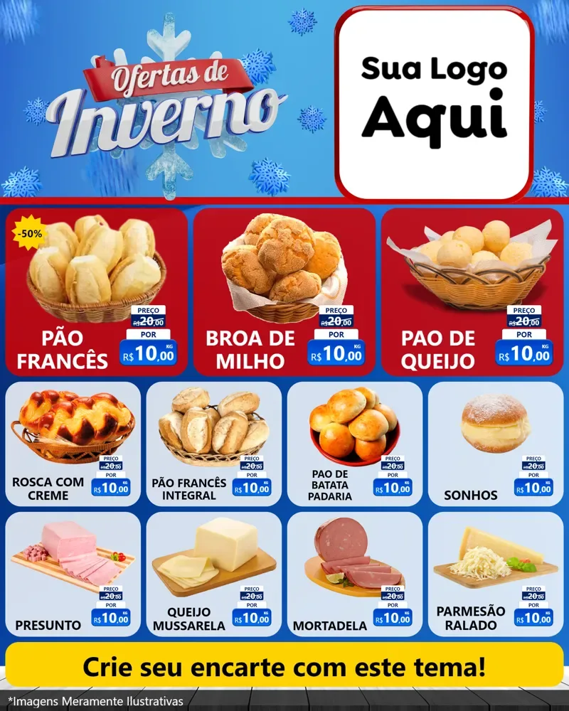 Modelo de Rede Social para Feed Instagram com o tema Ofertas de Inverno para Padaria