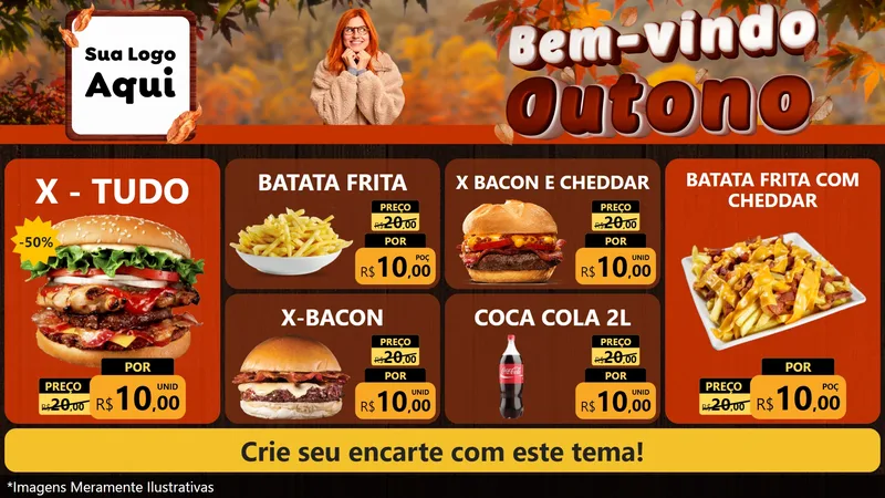Modelo de TV para TV Horizontal com o tema Bem-vindo Outono para Hamburgueria