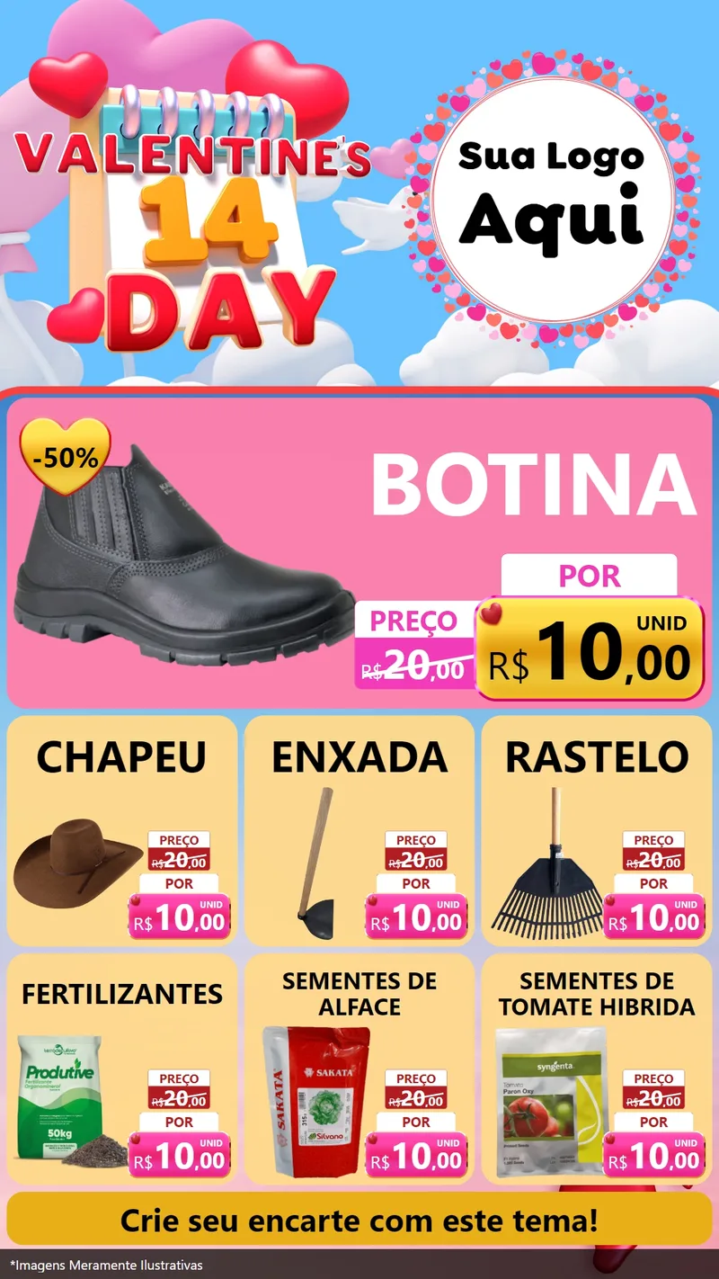 Modelo de Rede Social para Stories com o tema Valentine's Day para Agropecuária