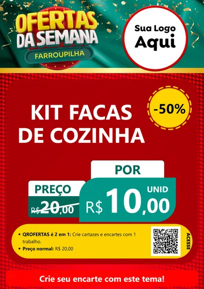 Modelo de Cartaz para Cartaz A4 Vertical com o tema Ofertas da Semana Farroupilha para Utilidades Domésticas