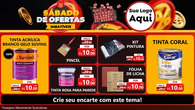 Modelo de TV para TV Horizontal com o tema Sábado de Ofertas Imbatíveis para Tintas e Ferramentas