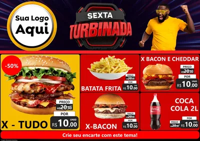 Modelo de Encarte para Encarte A4 Horizontal com o tema Sexta Turbinada para Hamburgueria