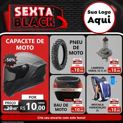 Modelo de Rede Social para Feed Facebook com o tema Sexta Black para Moto peças