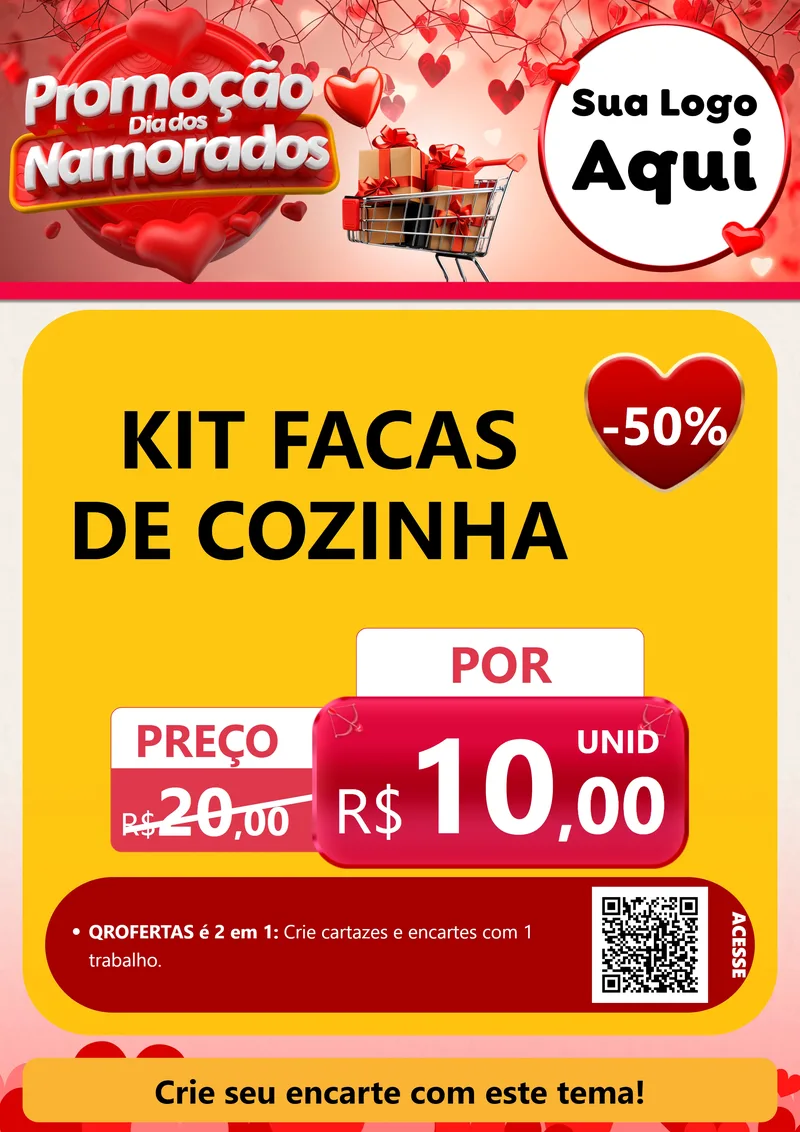 Modelo de Cartaz para Cartaz A4 Vertical com o tema Promoção Dia dos Namorados para Utilidades Domésticas