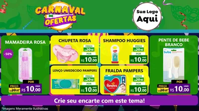 Modelo de TV para TV Horizontal com o tema Carnaval de Ofertas para Bebês